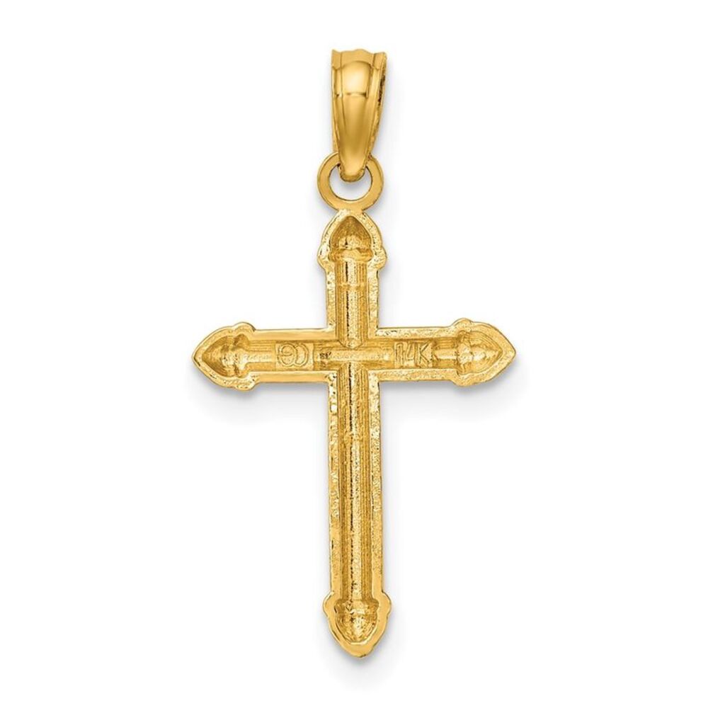 10k Yellow Gold Polished W/ Scroll Design Cross C… - image 4